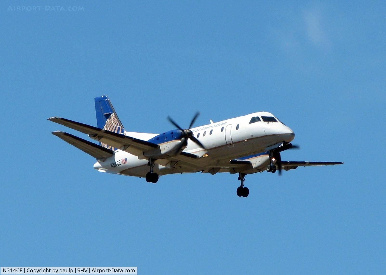 N314CE, Saab 340B C/N 340B-335, Colgan Saab landing at Shreveport Regional.