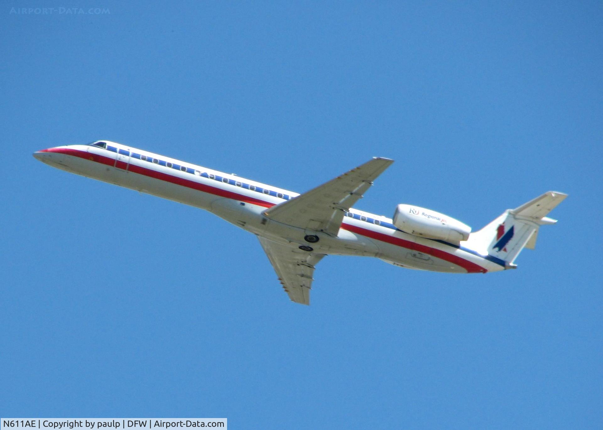 N611AE, 1998 Embraer ERJ-145LR (EMB-145LR) C/N 145074, Departing DFW.