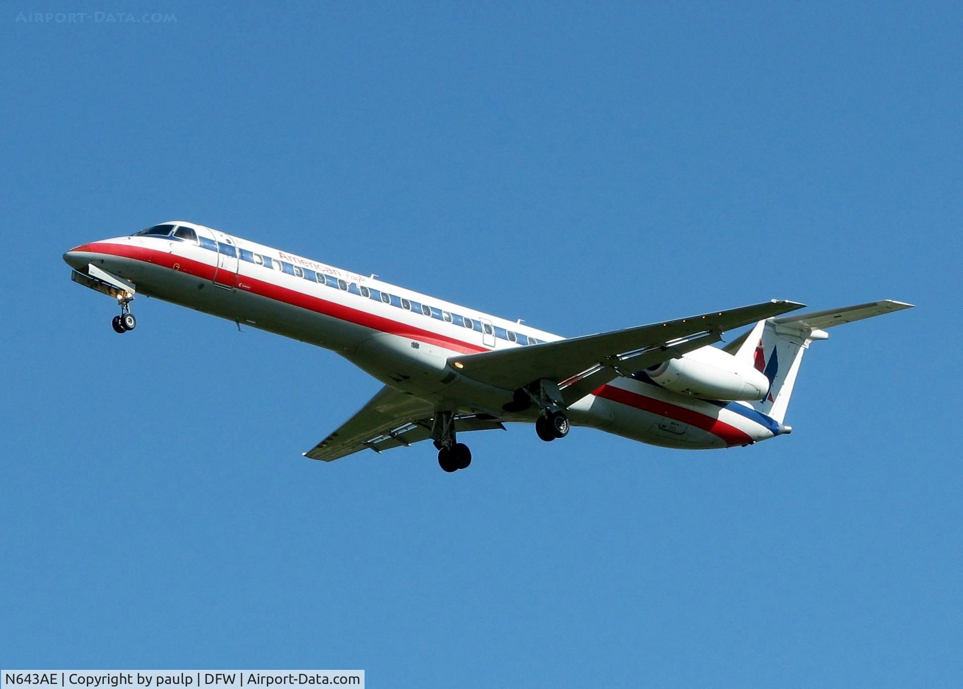 N643AE, 1999 Embraer ERJ-145LR (EMB-145LR) C/N 145200, Landing at DFW.