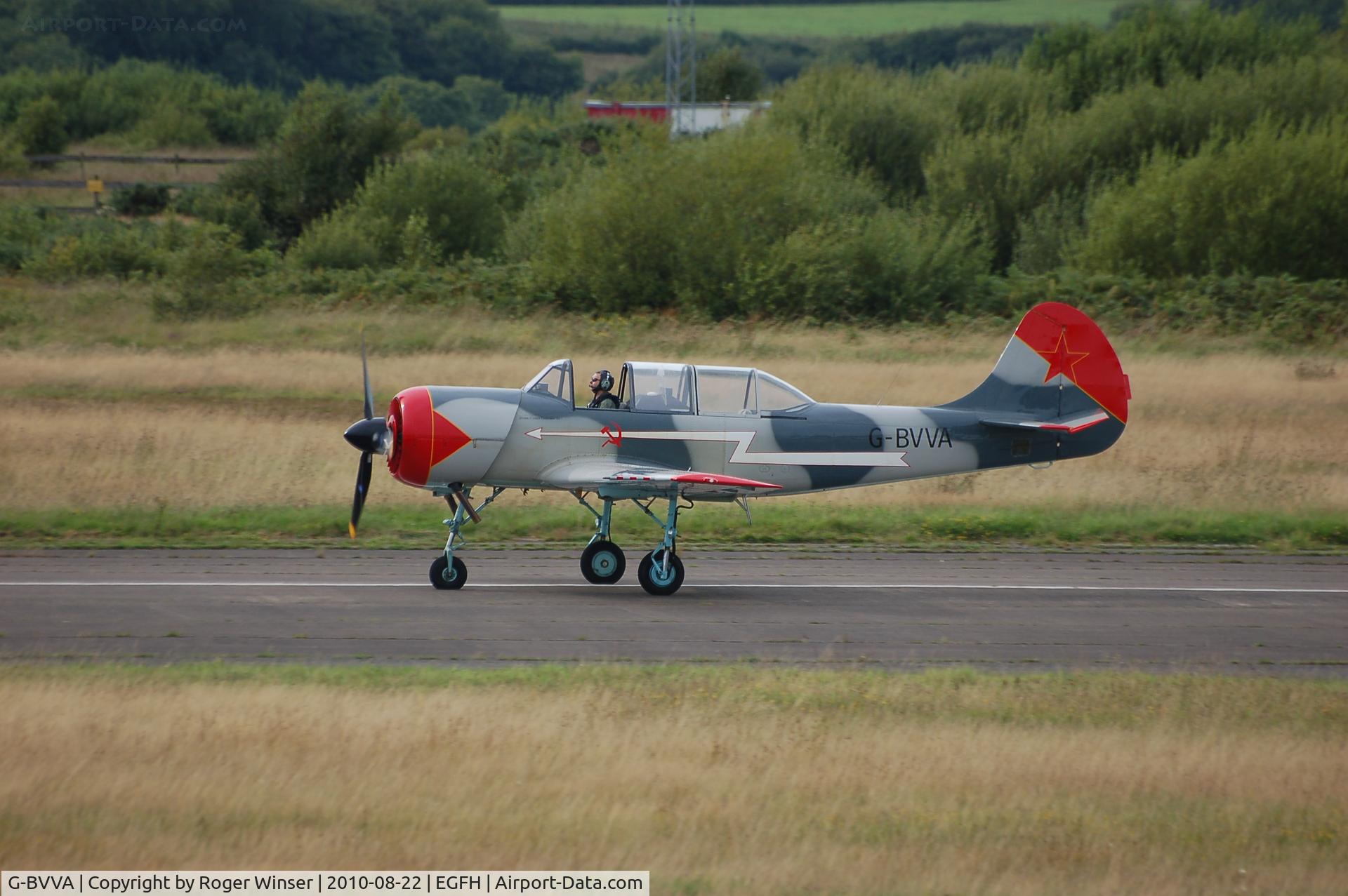 G-BVVA, 1987 Bacau Yak-52 C/N 877610, Landing Runway 22.