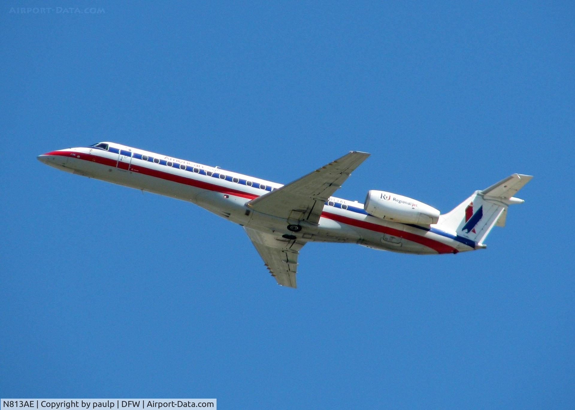 N813AE, 2001 Embraer ERJ-140LR (EMB-135KL) C/N 145539, Departing DFW.