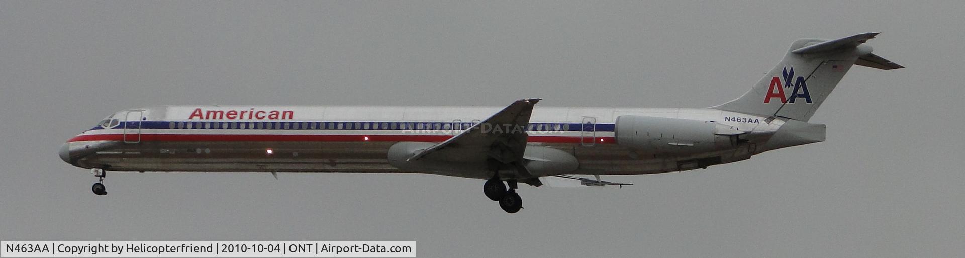 N463AA, 1988 McDonnell Douglas MD-82 (DC-9-82) C/N 49593, On final approach to runway 26R on an overcast day with a light mist