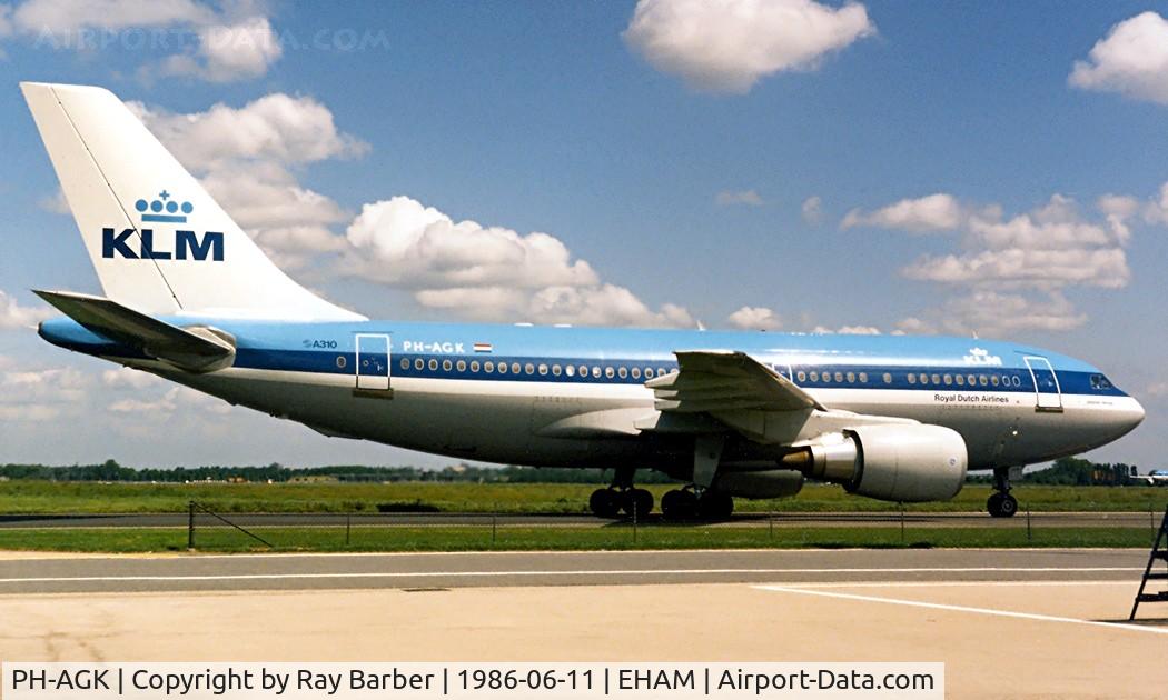 PH-AGK, 1985 Airbus A310-203 C/N 394, Airbus A310-203 [394] (KLM Royal Dutch Airlines) Schiphol~PH 11/06/1986