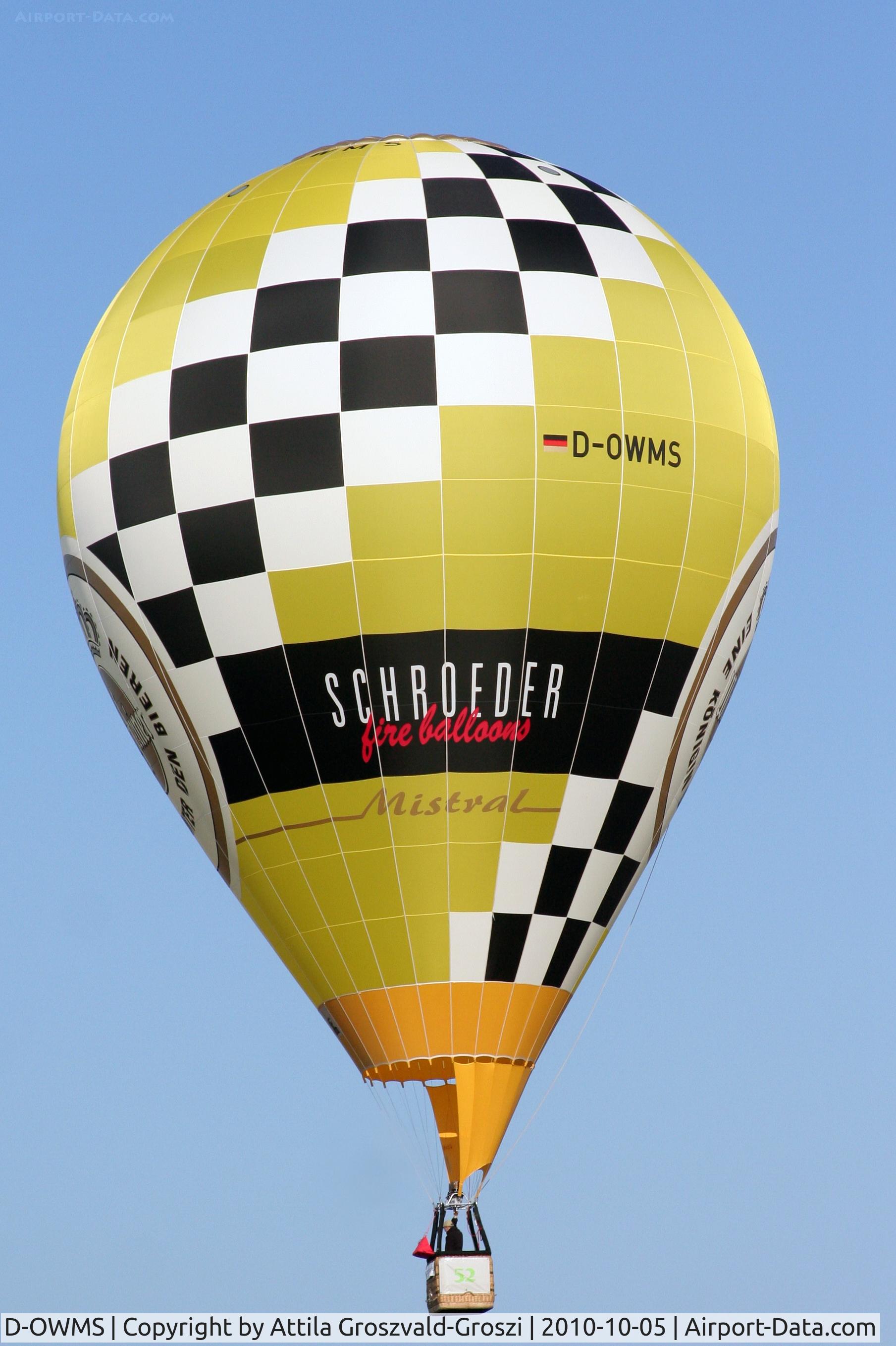D-OWMS, 2009 Schroeder Fire Balloons Mistral C/N 1354, 19th World Hot Air Balloon Championship, Debrecen-Hungary