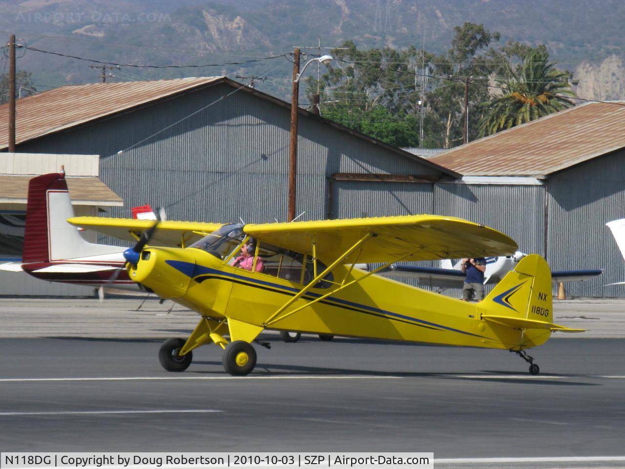 N118DG, 2008 Piper PA-18 Replica C/N 001, 2008 Ganzer XPA18,Continental O-200 100 hp, taxi off Rwy 22