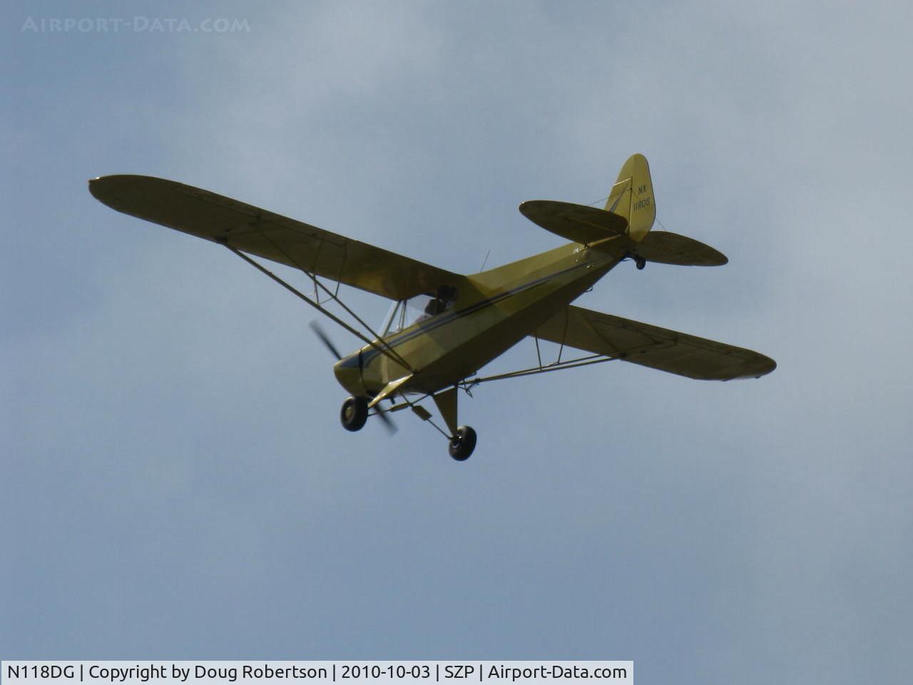 N118DG, 2008 Piper PA-18 Replica C/N 001, 2008 Ganzer XPA18, Continental O-200 100 Hp, takeoff climb Rwy 22
