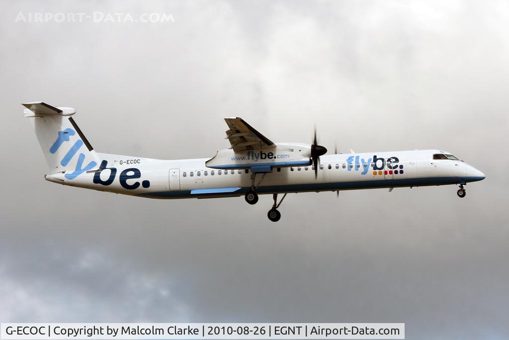 G-ECOC, 2007 De Havilland Canada DHC-8-402Q Dash 8 C/N 4197, Bombardier DHC-8-402 on finals to 07 at Newcastle Airport in August 2010.