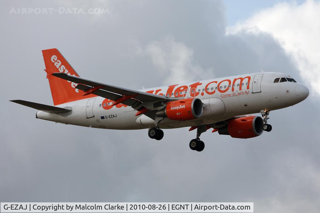 G-EZAJ, 2006 Airbus A319-111 C/N 2742, Airbus A319-111 on finals to 07 at Newcastle Airport in August 2010.