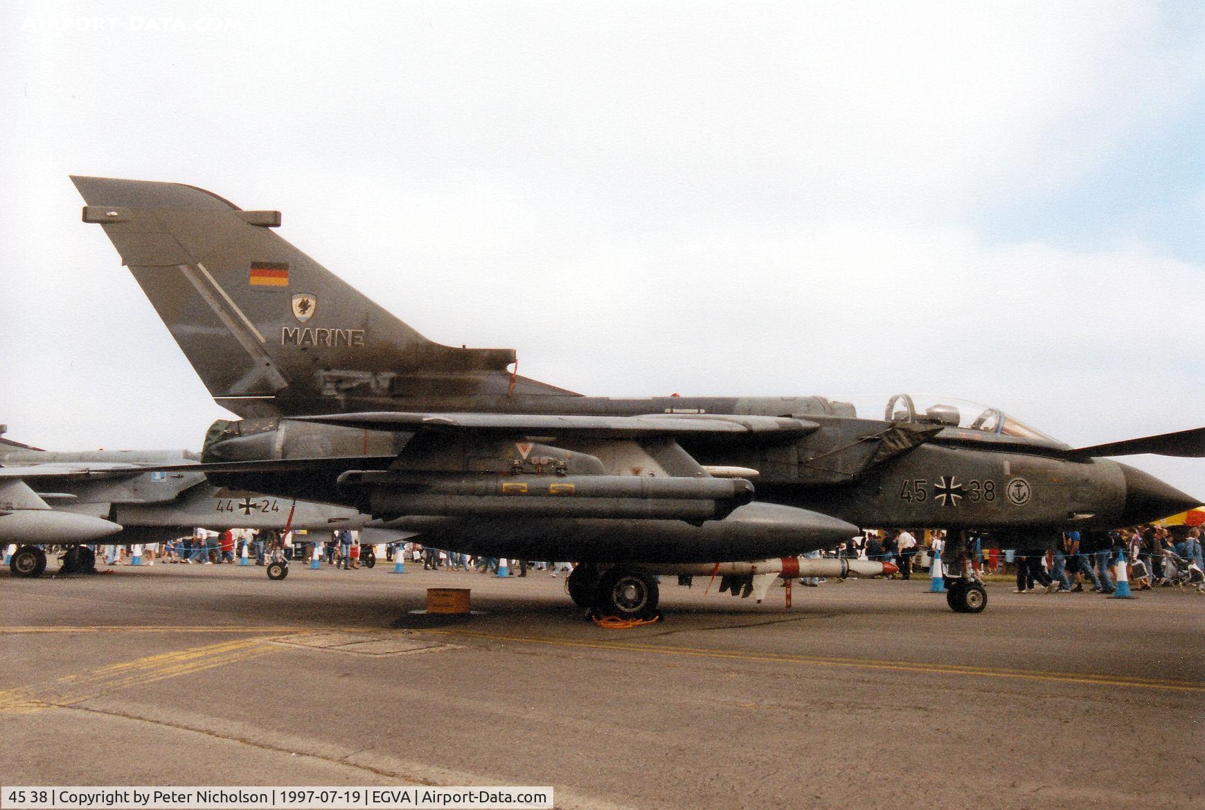 45 38, Panavia Tornado IDS C/N 596/GS186/4238, Tornado IDS, callsign Germany Navy 4599, of MFG-2 on display at the 1997 Intnl Air Tattoo at RAFR Fairford.