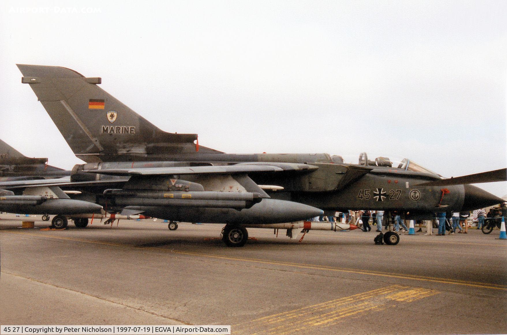 45 27, Panavia Tornado IDS C/N 570/GS175/4227, Tornado IDS, callsign German Navy 4599, of MFG-2 on display at the 1997 Intnl Air Tattoo at RAF Fairford.