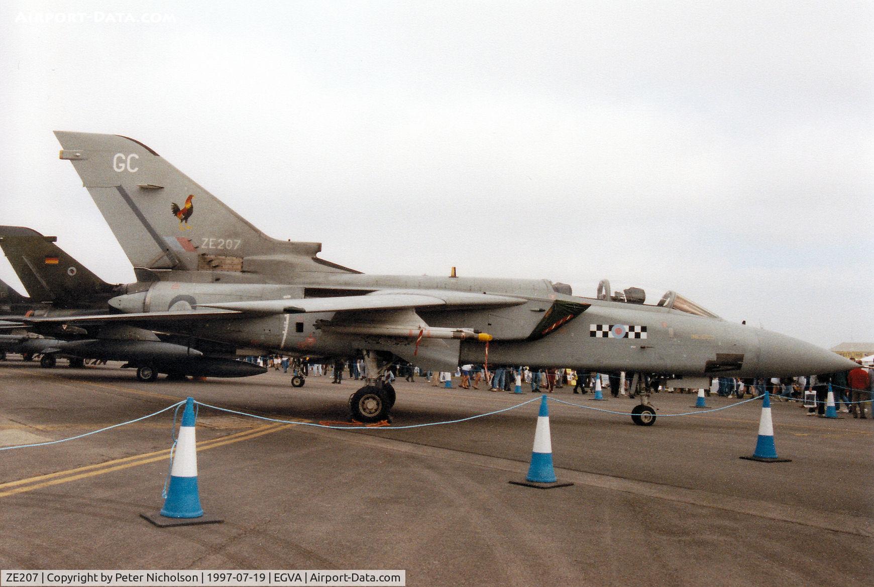 ZE207, 1987 Panavia Tornado F.3 C/N 576/AS026/3258, Tornado F.3, callsign Rafair 7 Foxtrot 41, of 43 Squadron at RAF Leuchars on display at the 1997 Intnl Air Tattoo at RAF Fairford.