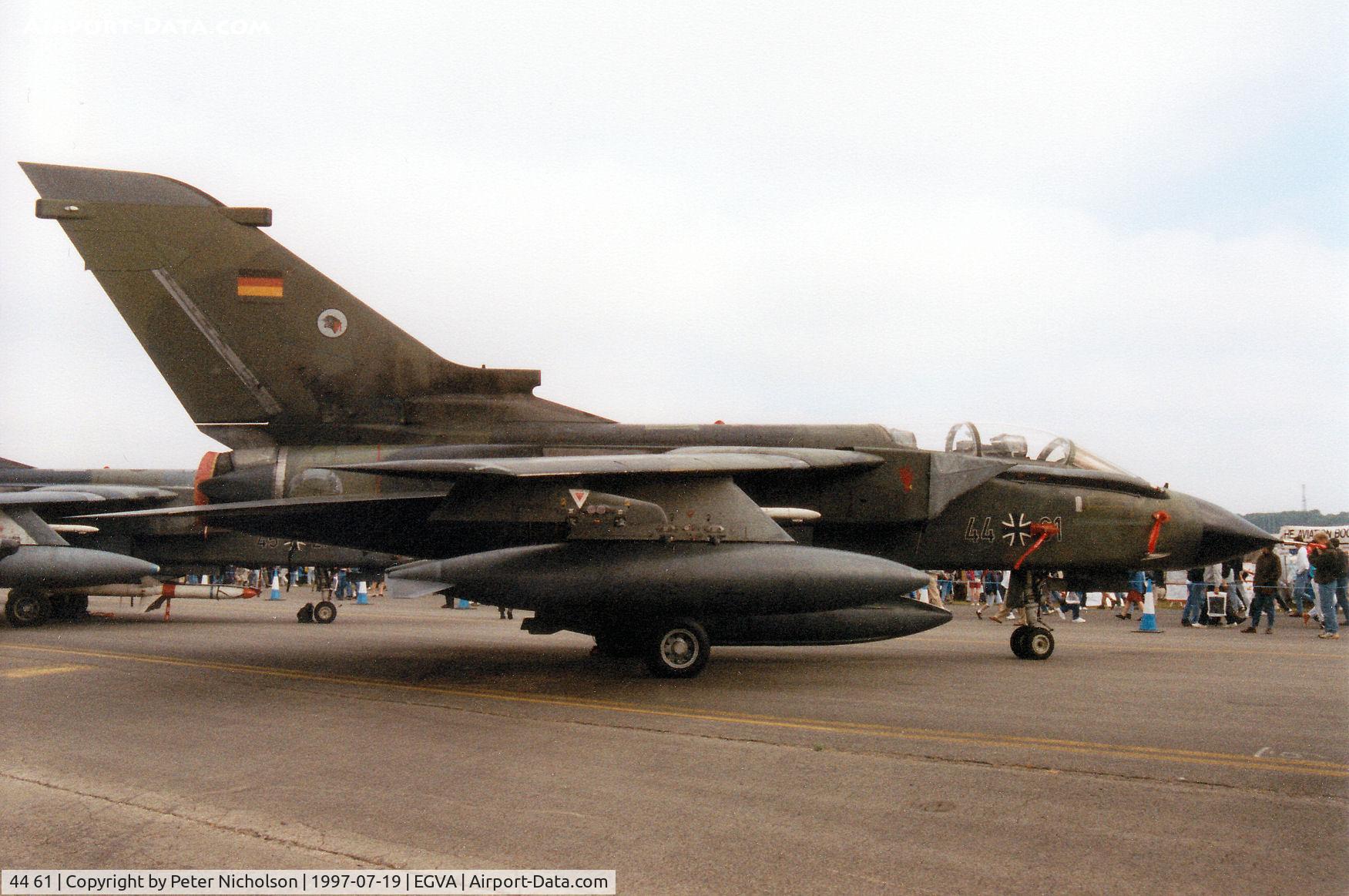 44 61, Panavia Tornado IDS C/N 407/GS118/4161, Tornado IDS, callsign German Air Force Sierra Whisky 96 Charlie, of AKG-51 on display at the 1997 Intnl Air Tattoo at RAF Fairford.