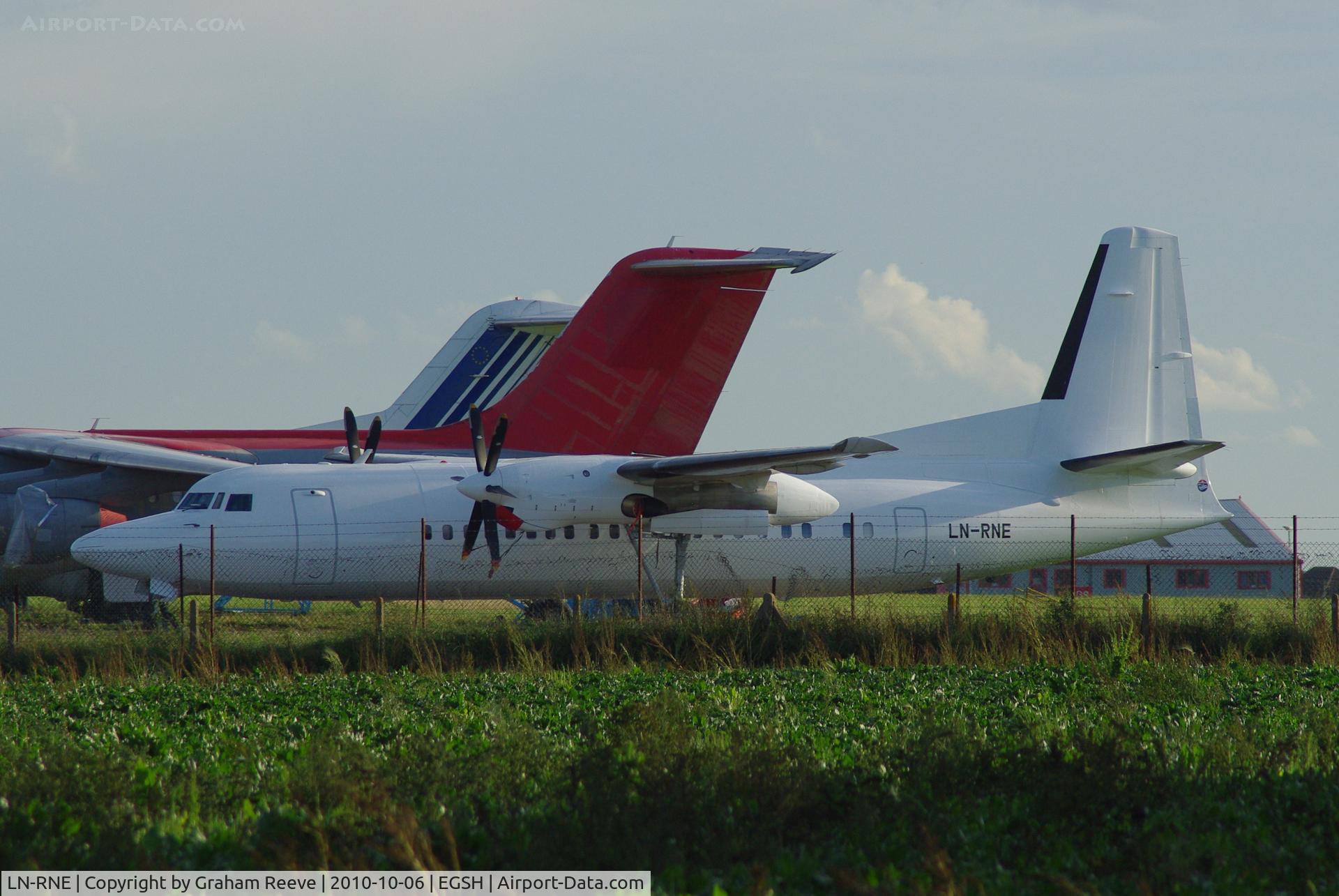 LN-RNE, 1990 Fokker 50 C/N 20179, In all white colour scheme.
