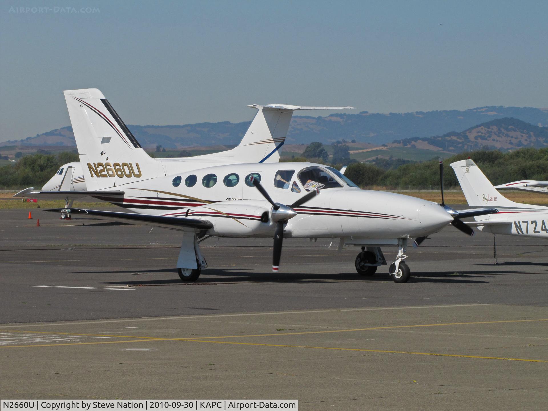 N2660U, 1981 Cessna 421C Golden Eagle C/N 421C1210, 1981 Cessna 421C Golden Eagle parked on visitors ramp
