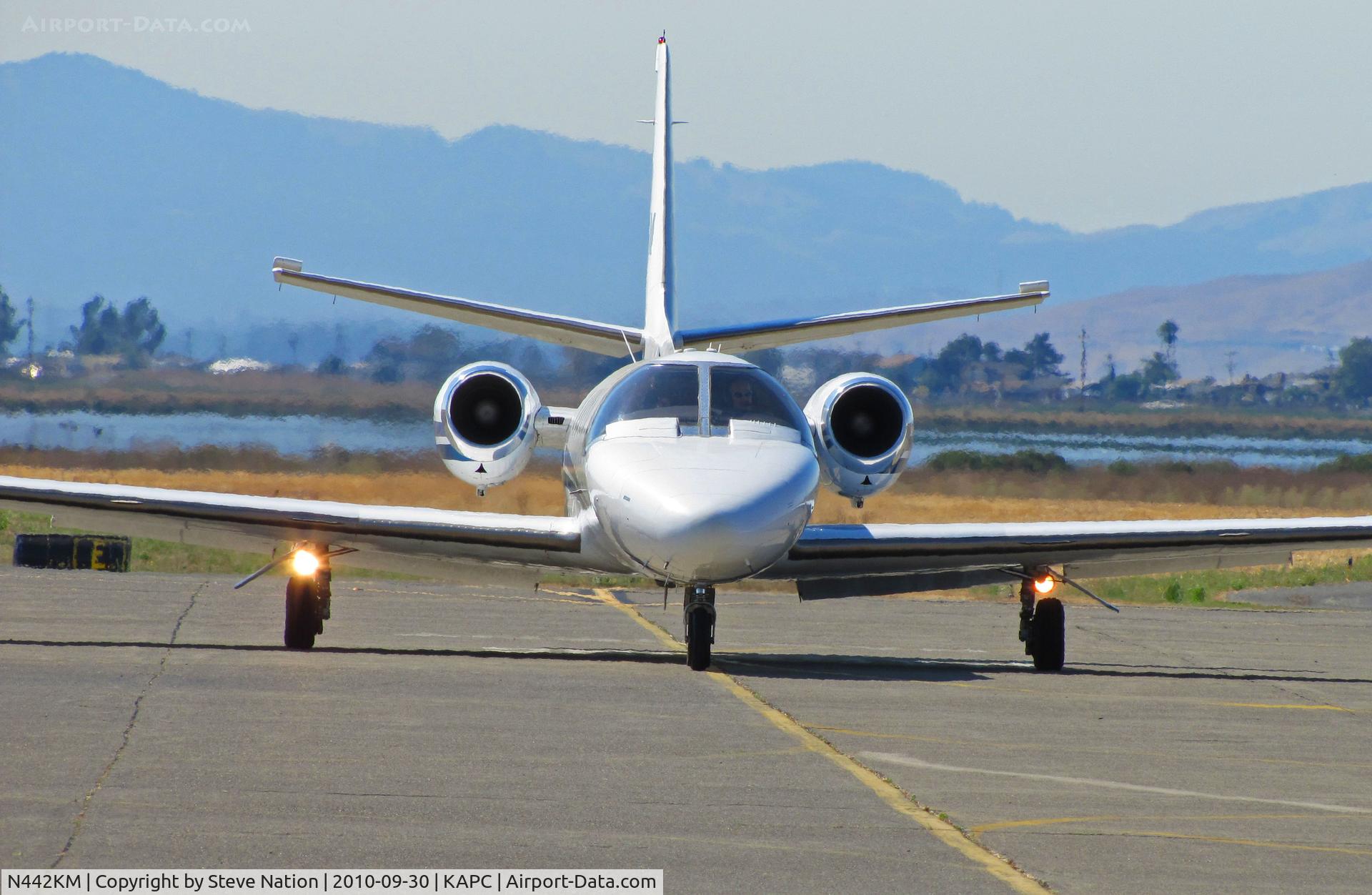 N442KM, 1985 Cessna S550 Citation IIS C/N S550-0060, Head-on shot of 1985 Cessna S550 on arrival from KSNA (John Wayne Airport, Santa Ana, CA)
