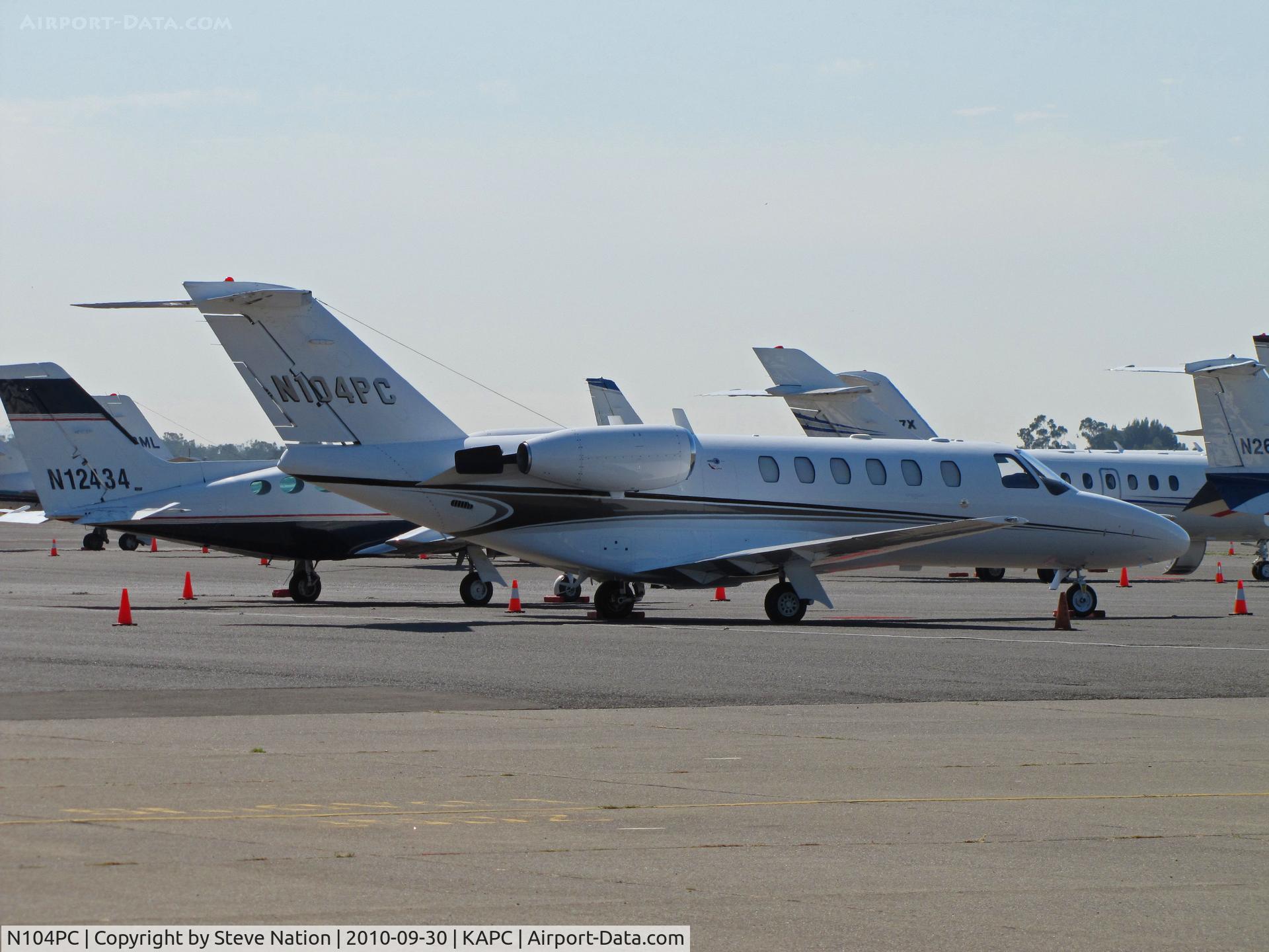 N104PC, 2004 Cessna 525A CitationJet CJ2 C/N 525A-0212, Locally-based Caymus Vineyards 2004 Cessna 525A on bizjet ramp in from KABQ (Albuquerque Intl Sunport, NM)