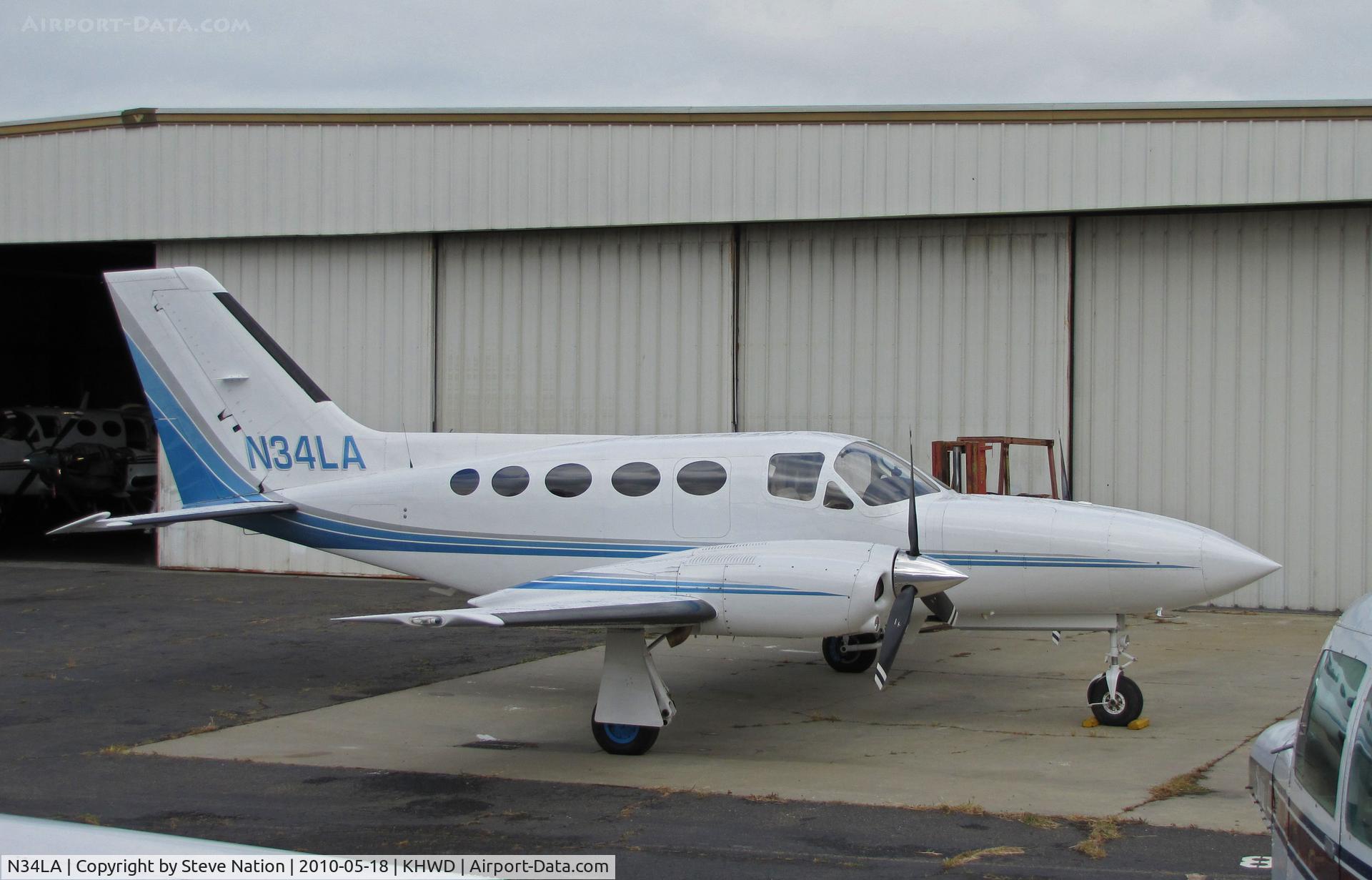 N34LA, 1982 Cessna 421C Golden Eagle C/N 421C1240, Healdsburg, CA-based 1982 Cessna 421C Golden Eagle in for checks at Hayward, CA
