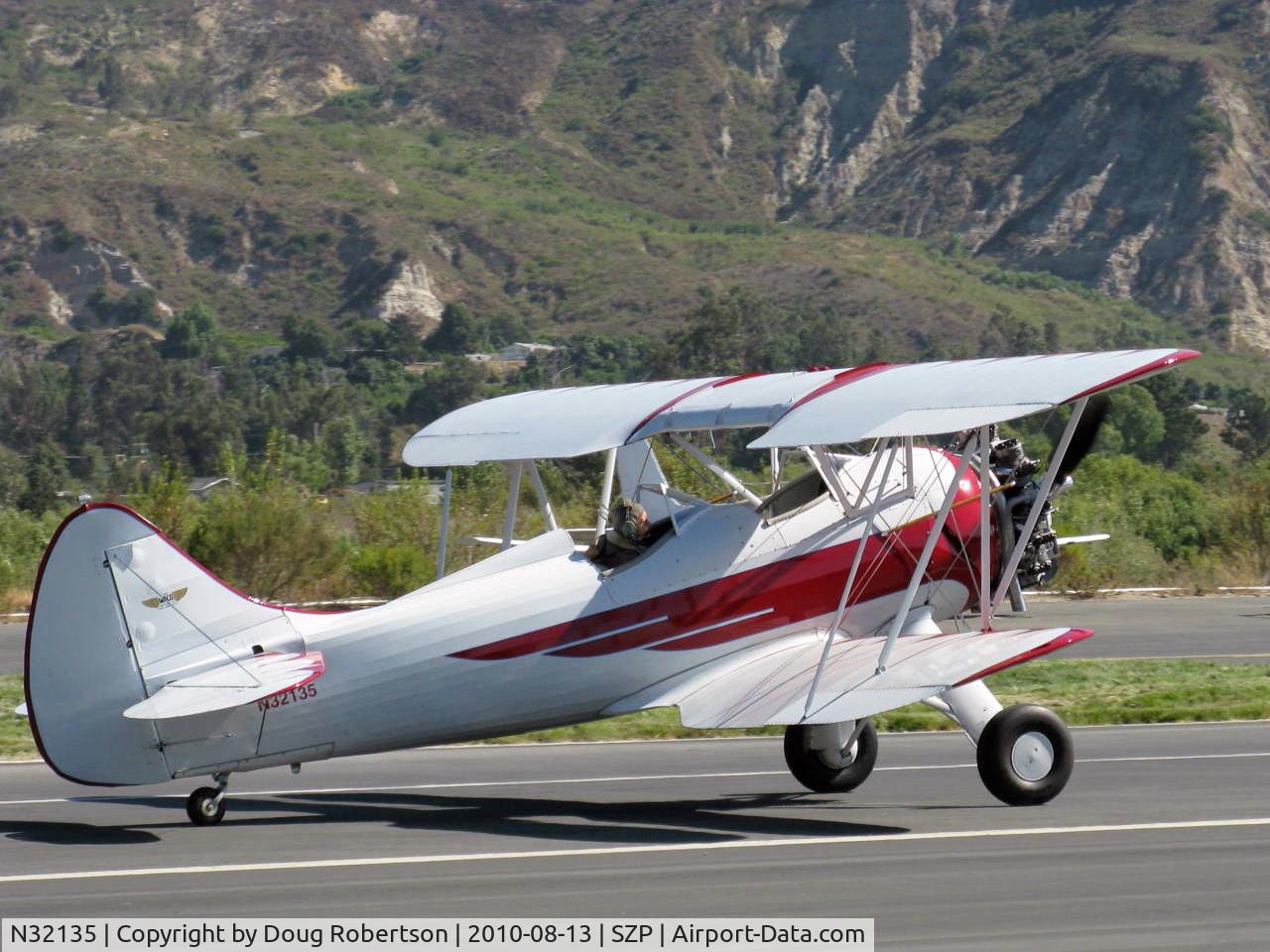 N32135, 1941 Waco UPF-7 C/N 5767, 1941 Waco UPF-7, Continental W670 220 hp radial, stunning show plane, landing roll Rwy 22