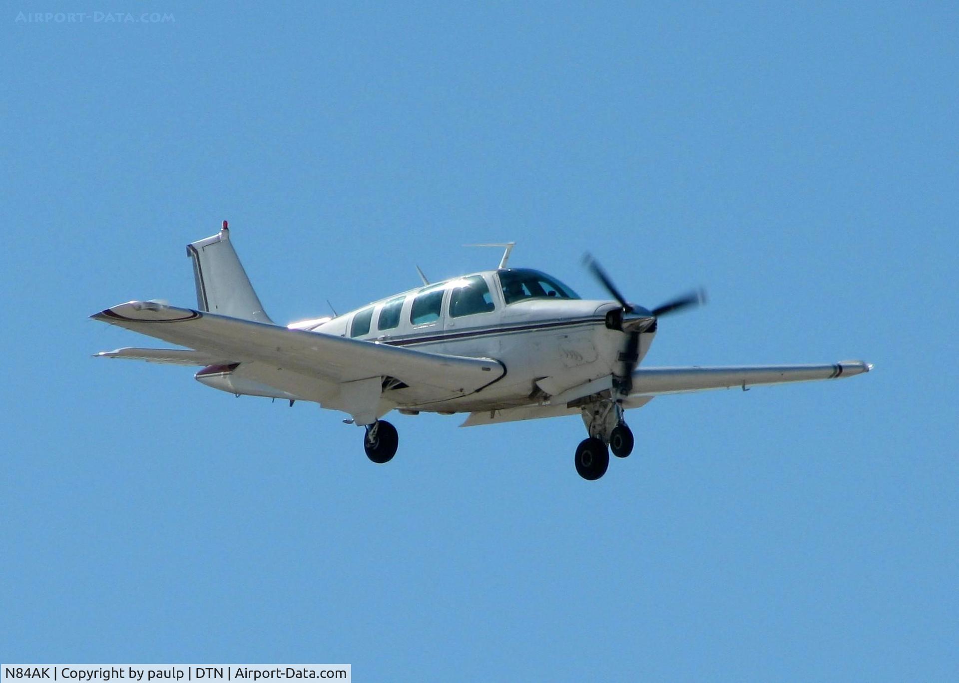 N84AK, 1977 Beech A36 Bonanza 36 C/N E-1167, Landing at Downtown Shreveport.