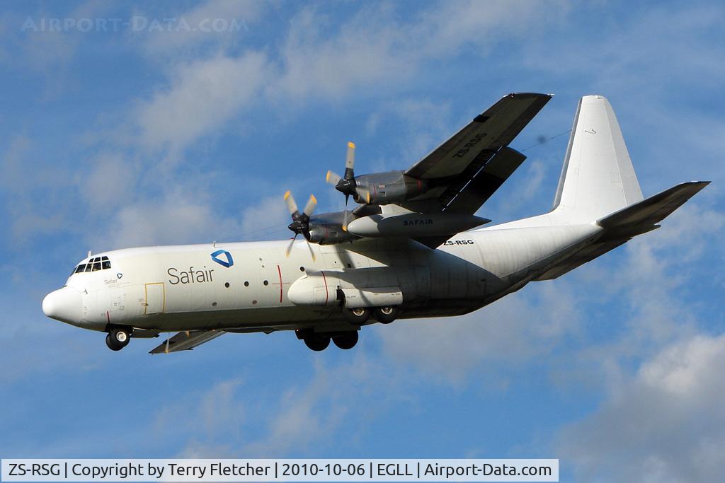 ZS-RSG, 1974 Lockheed L-100-30 Hercules (L-382) C/N 382-4565, Lockheed L100-30 Hercules, c/n: 4565 of Safair working for Air Contractors into Heathrow