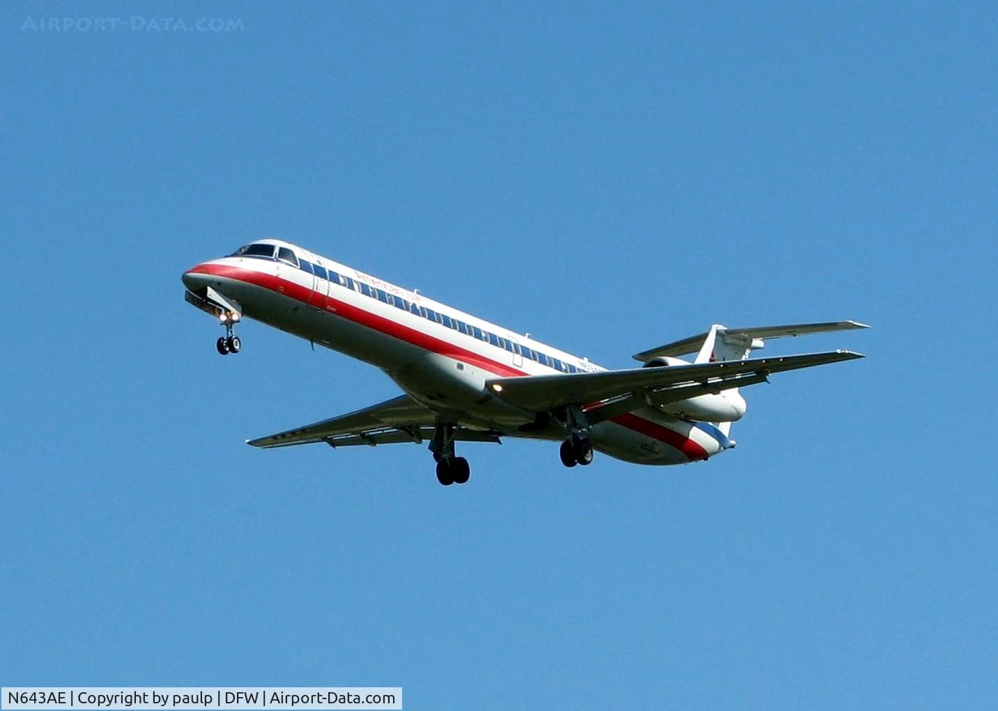 N643AE, 1999 Embraer ERJ-145LR (EMB-145LR) C/N 145200, Final for 36L at DFW.