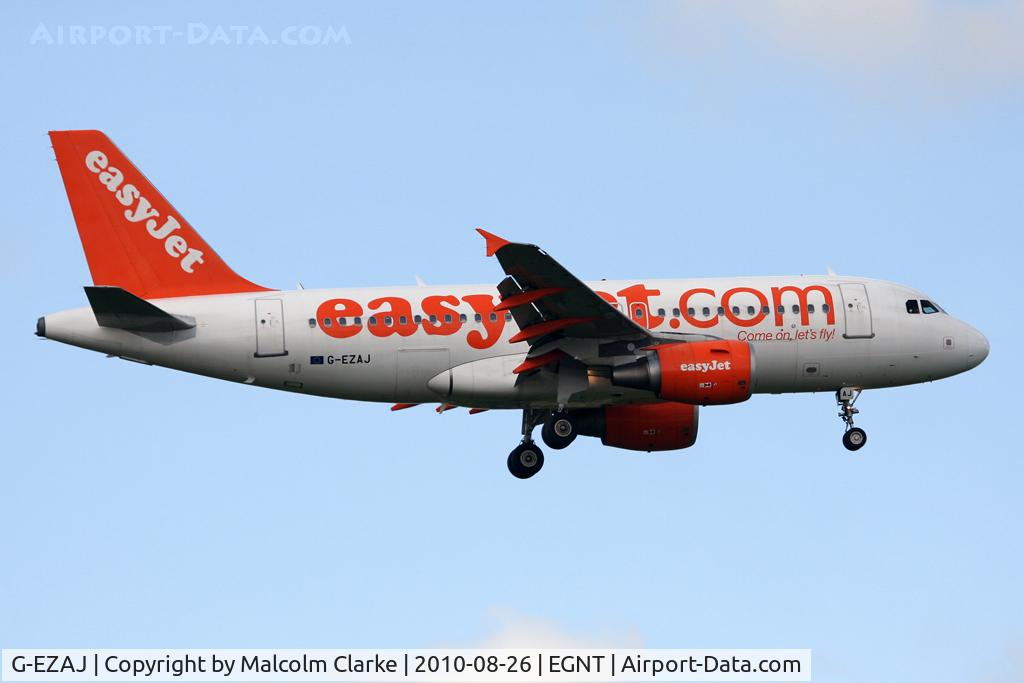 G-EZAJ, 2006 Airbus A319-111 C/N 2742, Airbus A319-111 on approach to Newcastle Airport, August 2010.