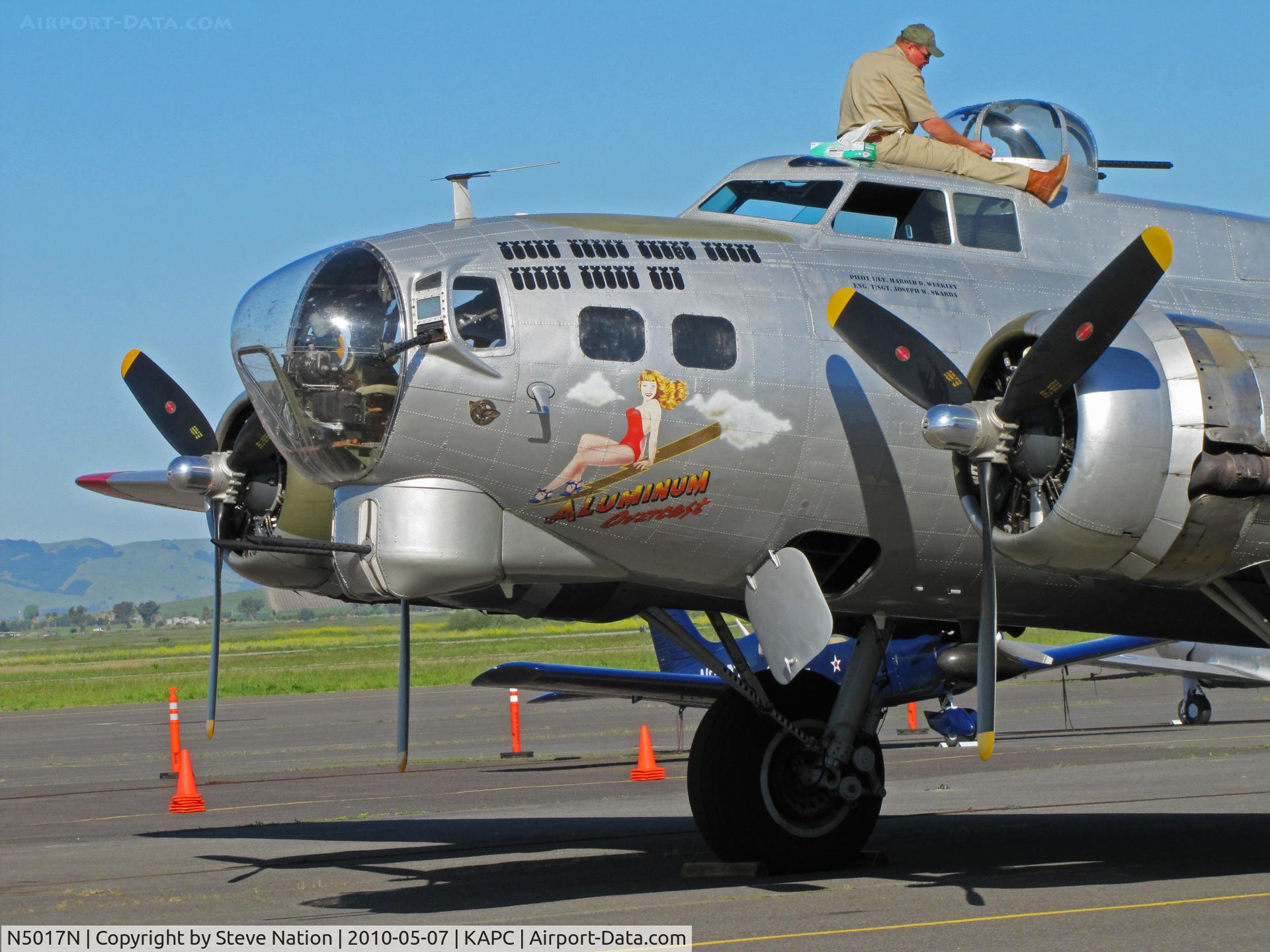 N5017N, 1944 Lockheed/Vega (Boeing) B-17G-105-VE Flying Fortress C/N 8649, (Close-up Shot) Getting ready for the throng to arrive - EAA's beautifully-restored B-17G 
