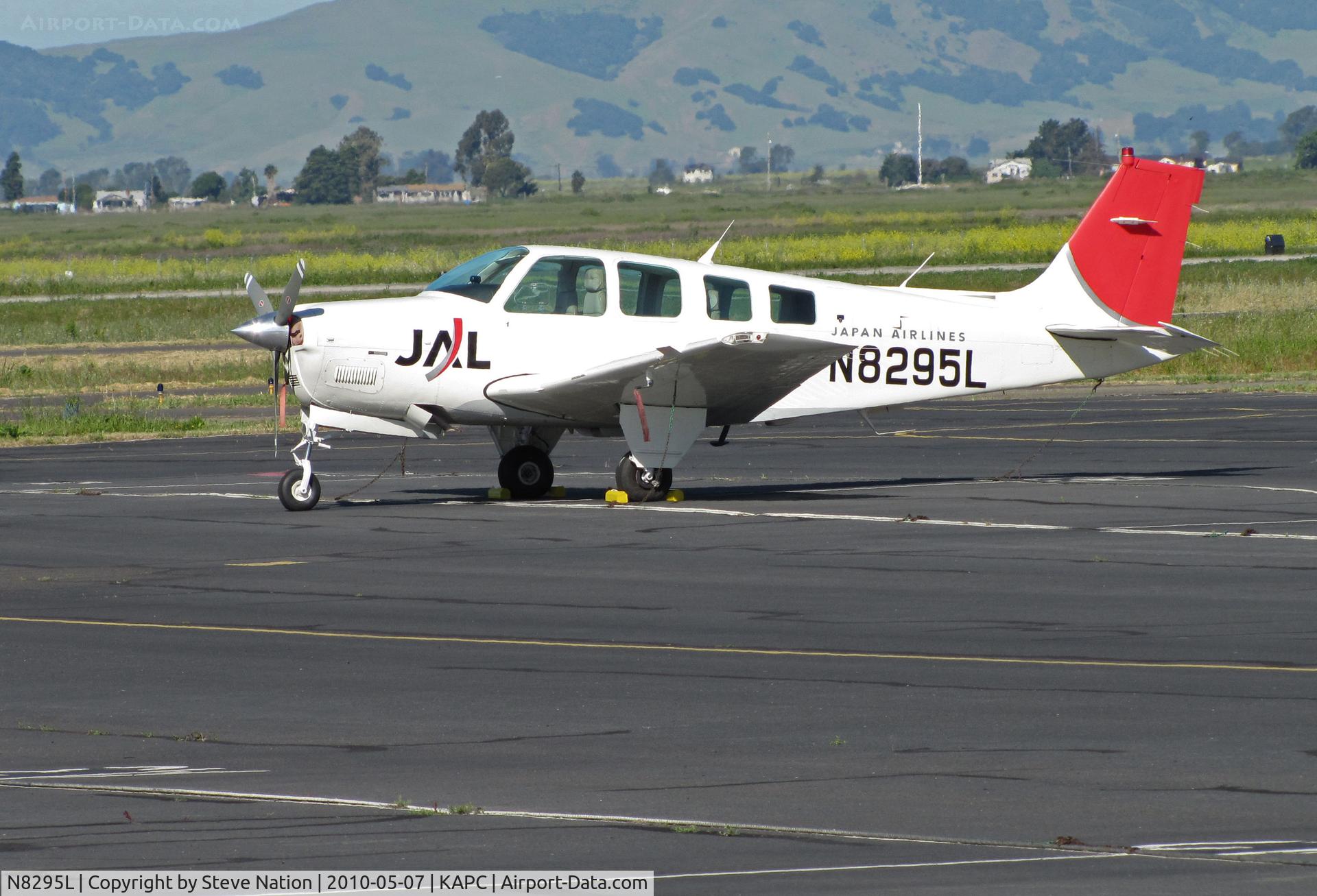 N8295L, 1992 Beech A36 Bonanza 36 C/N E-2762, Soon to be only a distant memory - Japan Airlines 1992 Beech A36 on IASCO ramp at Napa, CA (JAL has ended training contract as of Oct 2010)