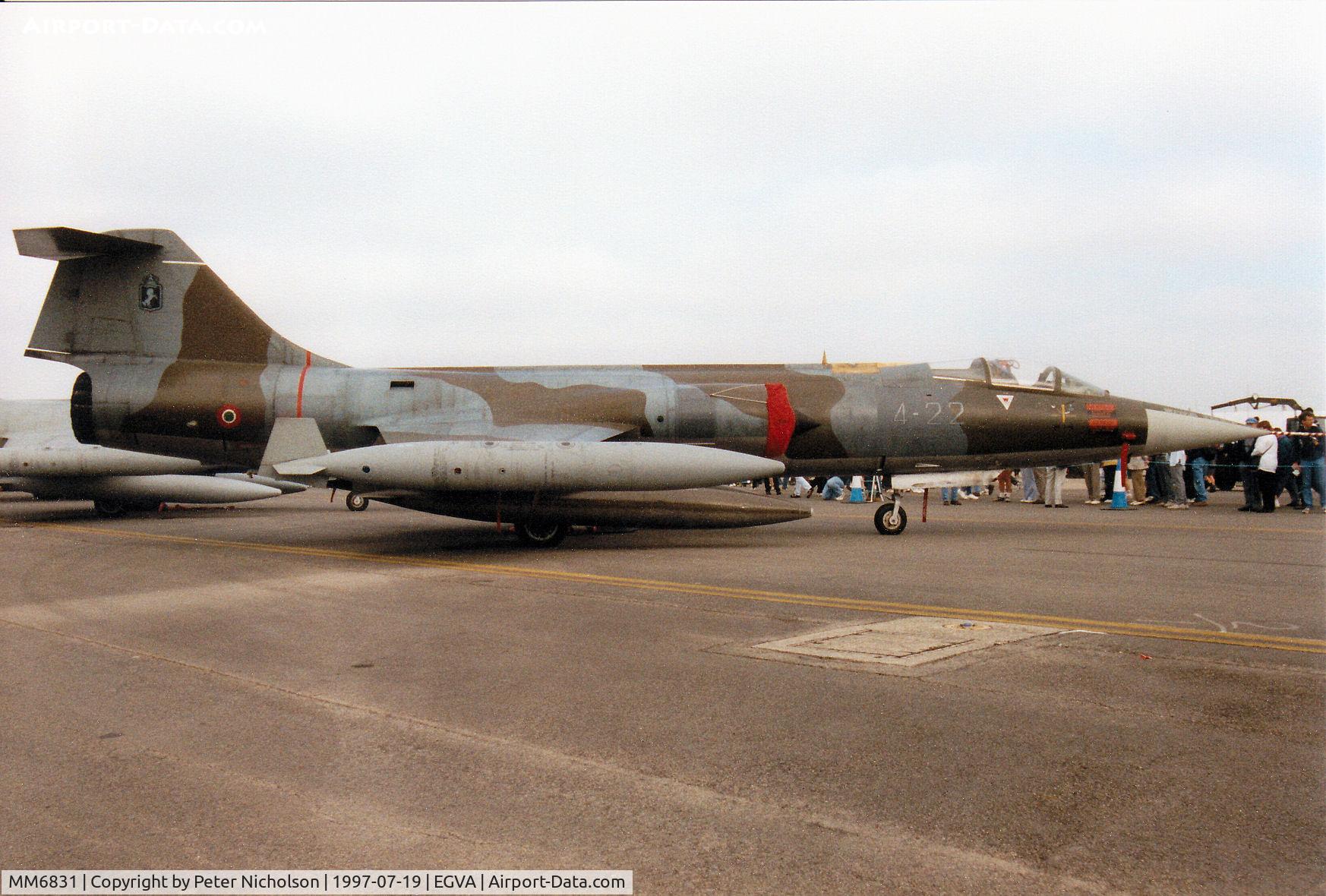 MM6831, Aeritalia F-104S-ASA Starfighter C/N 1131, F-104S-ASA Starfighter, callsign India 4251, of 4 Stormo Italian Air Force on display at the 1997 Intnl Air Tattoo at RAF Fairford.