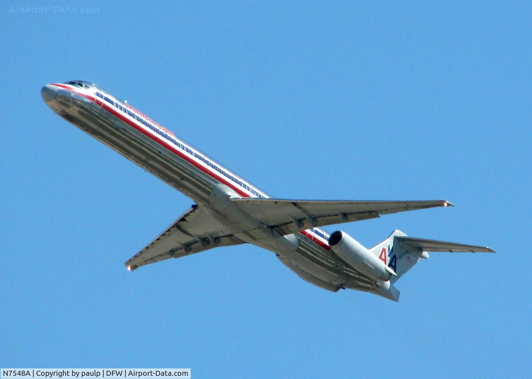 N7548A, 1991 McDonnell Douglas MD-82 (DC-9-82) C/N 53030, Off of 36R at DFW.