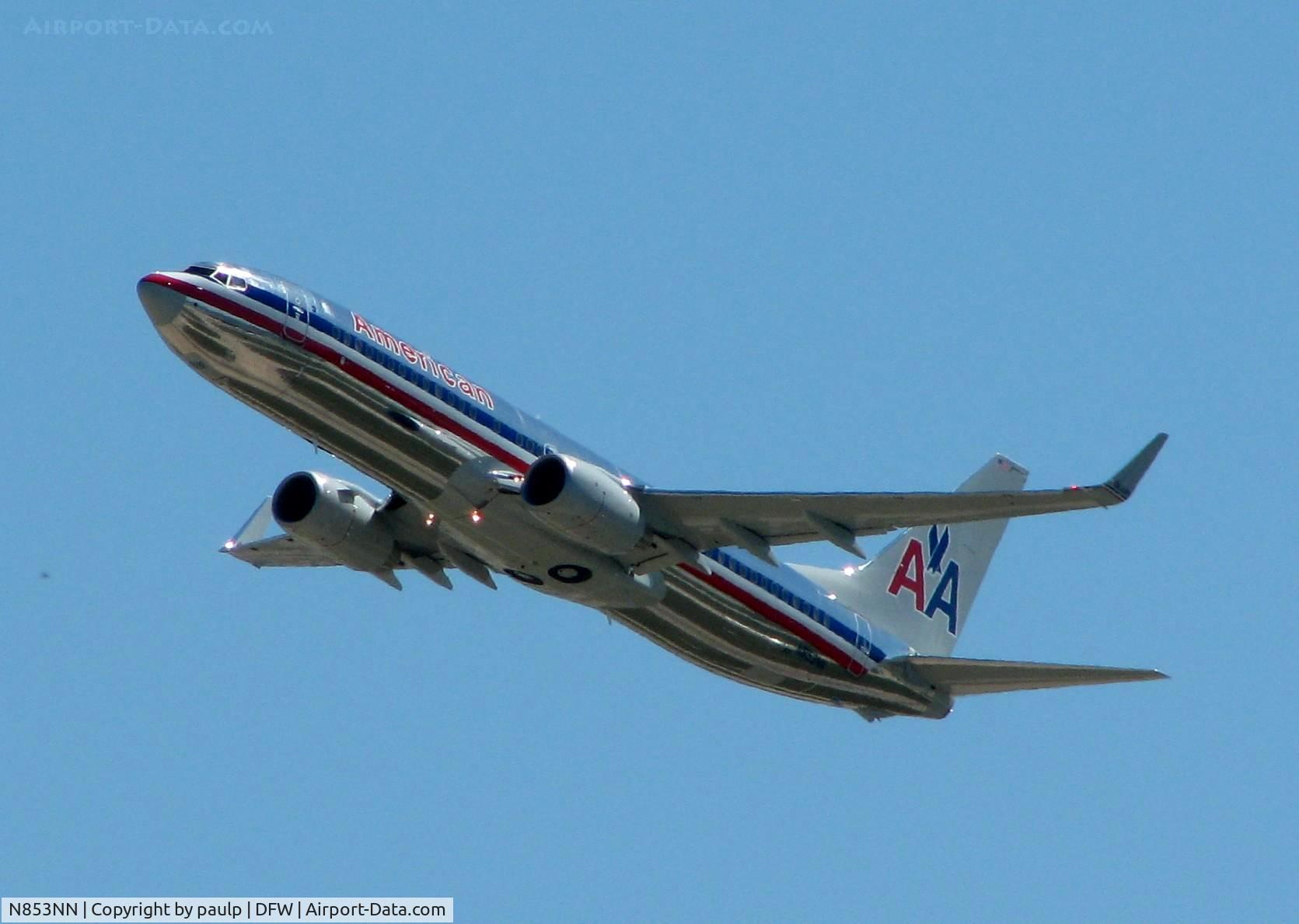 N853NN, 2010 Boeing 737-823 C/N 31105, Off of 36R at DFW.