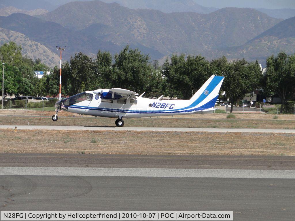 N28FG, 1984 Partenavia P-68 Observer C/N 325-18-OB, Crew: 1 Capacity: 6 passengers Length: 9.55 m (31 ft 4 in) Wingspan: 12.00 m (39 ft 4½ in) Height: 3.40 m (11 ft 1¾ in) Wing area: 18.60 m² (200.2 ft²) Empty weight: 1,230 kg (2,711 lb) Max takeoff weight: 1,990 kg (4,387 lb)