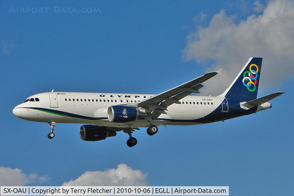 SX-OAU, 2010 Airbus A320-232 C/N 4193, Olympic A320 at Heathrow
