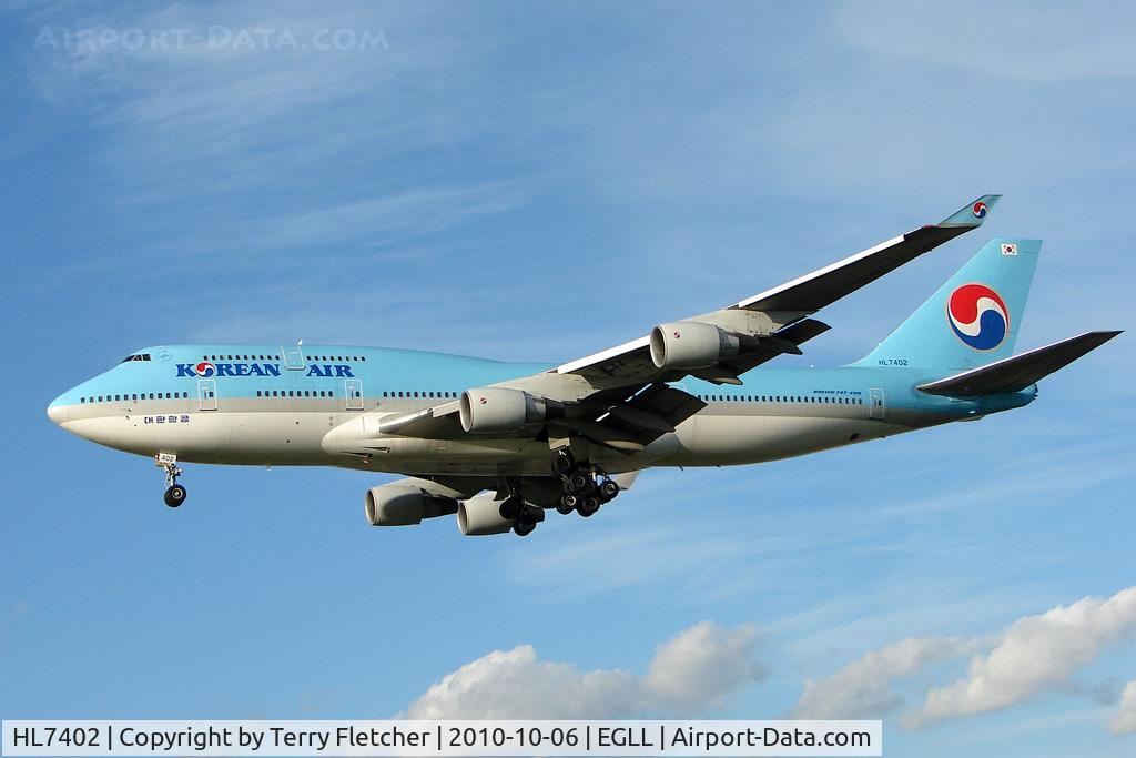 HL7402, 1998 Boeing 747-4B5 C/N 26407, Korean Air Boeing 747-4B5, c/n: 26407 at Heathrow
