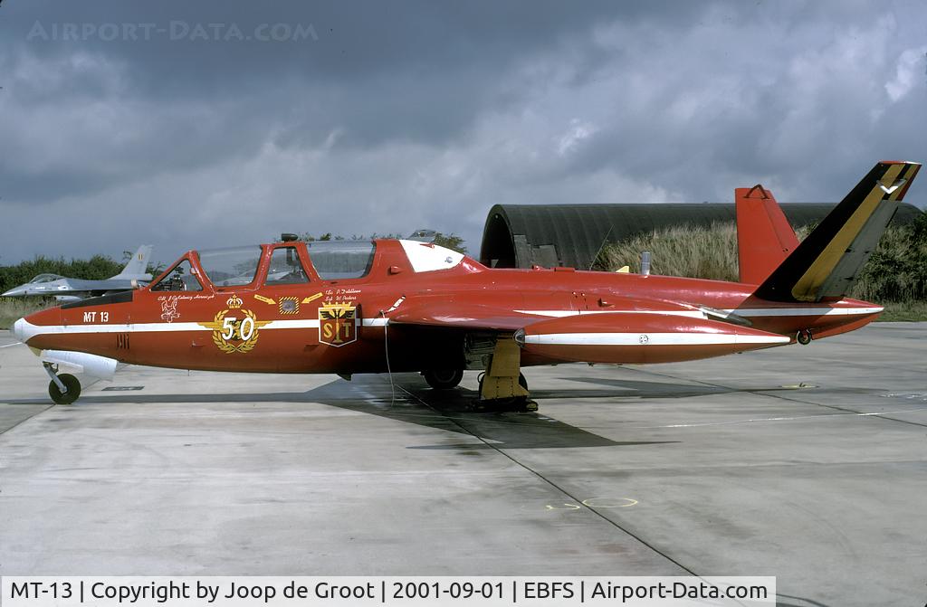 MT-13, Fouga CM-170R Magister C/N 270, Display colors and 50 years Belgian AF markings.