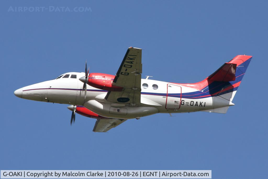 G-OAKI, 1986 British Aerospace BAe-3102 Jetstream 31 C/N 718, British Aerospace Jetstream 3102 on take-off from Newcastle Airport in August 2010.