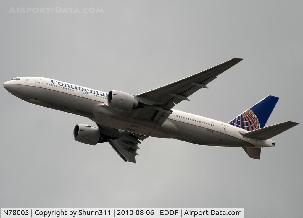 N78005, 1998 Boeing 777-224 C/N 27581, Taking off rwy 25R