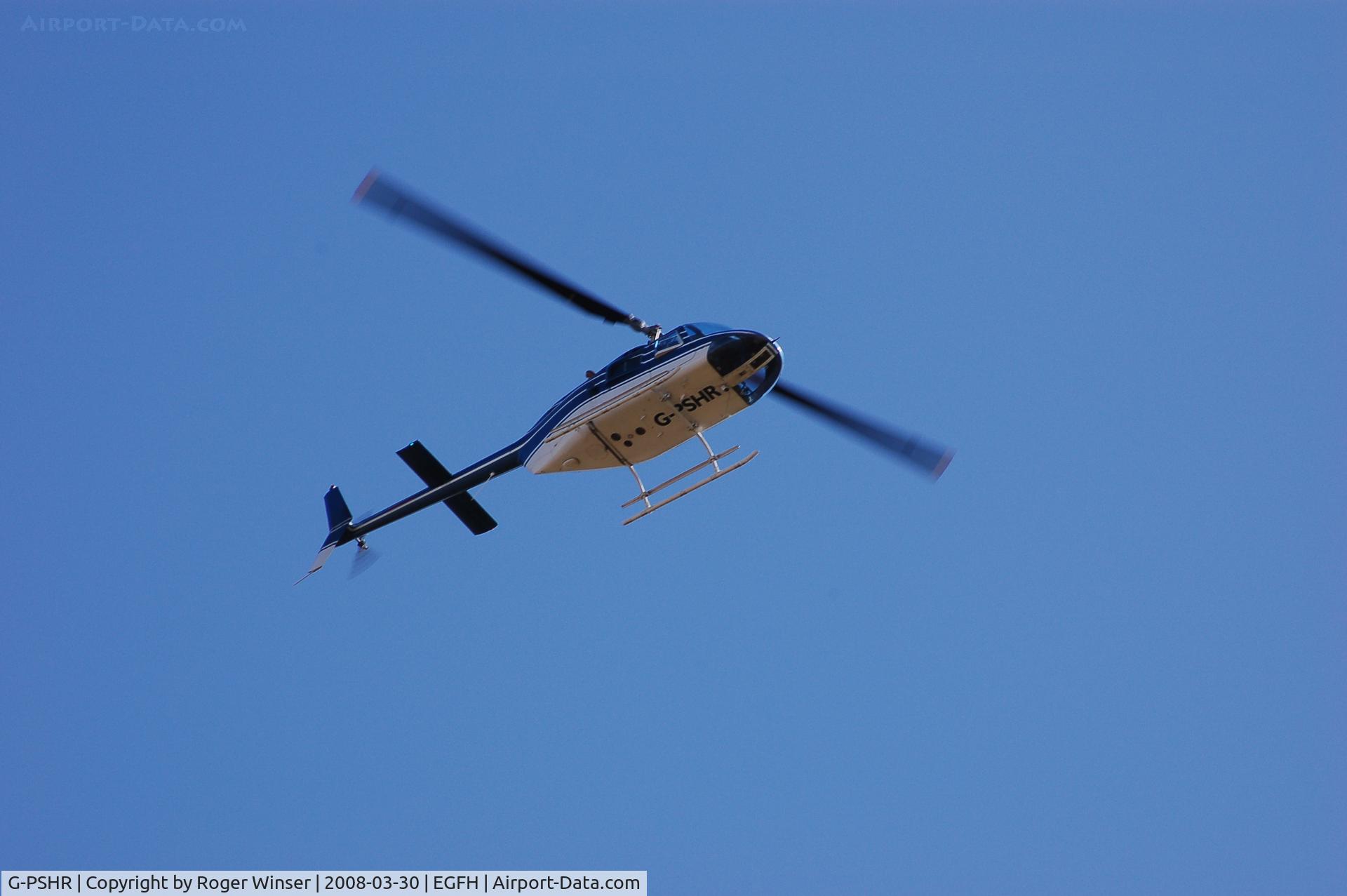 G-PSHR, 1985 Agusta AB-206B JetRanger II C/N 8690, Jet Ranger 111 approaching Swansea Airport.