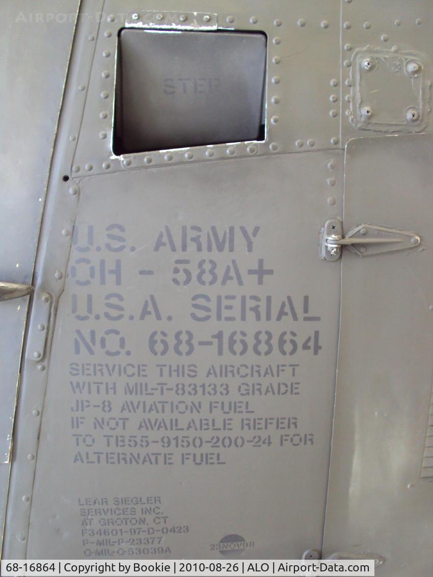 68-16864, 1968 Bell OH-58A Kiowa C/N 40178, The data stencil on the old girl's left side behind the door.  Even with all the modifications, she's still an A model.