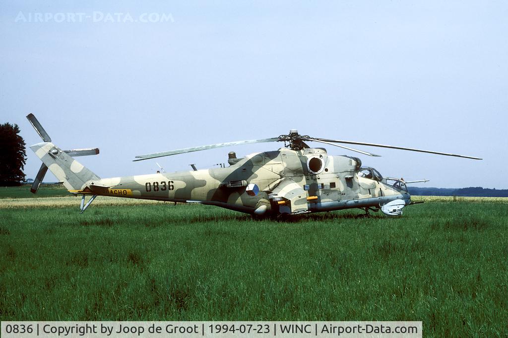 0836, Mil Mi-24V Hind E C/N 730836, For a local airshow in Wincrange (Luxenbourg) the organizers managed to get four Czech Hinds all the way to Luxembourg.