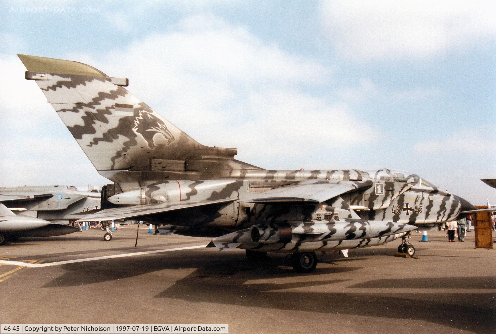 46 45, Panavia Tornado ECR C/N 873/GS278/4345, Tornado ECR, callsign German Air Force Lima Charlie 20 Alpha, of JBG-32 on display at the 1997 Intnl Air Tattoo at RAF Fairford.