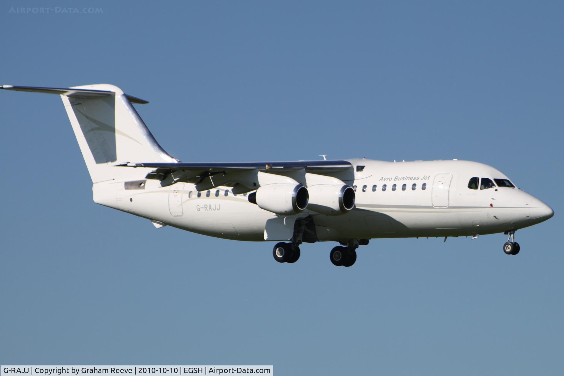 G-RAJJ, 1988 British Aerospace BAe.146-200 C/N E2108, About to touch down at Norwich.