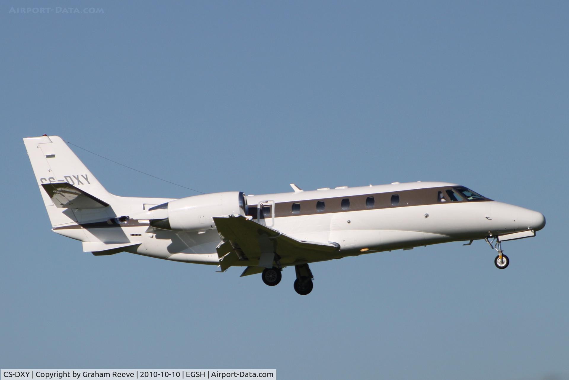 CS-DXY, 2008 Cessna 560 Citation Excel XLS C/N 560-5791, Landing at Norwich.