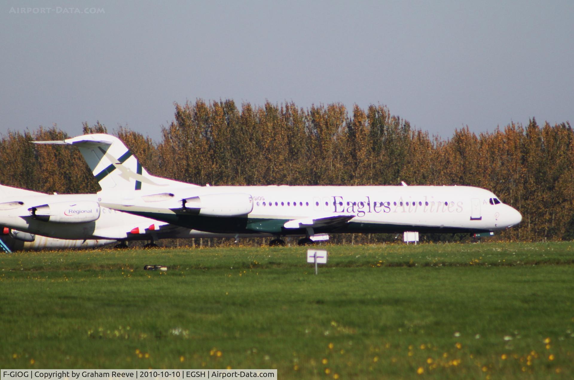 F-GIOG, 1991 Fokker 100 (F-28-0100) C/N 11364, Now in the colours of Eagles Airlines.