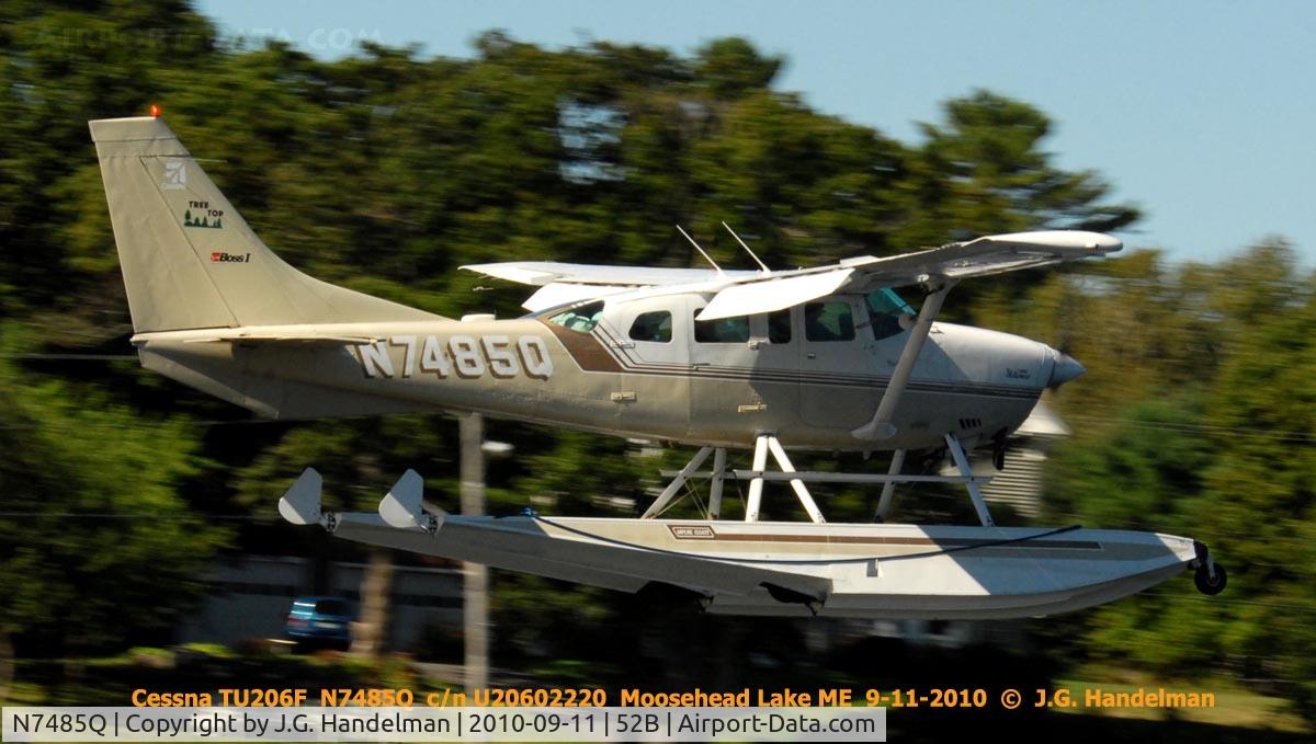 N7485Q, 1973 Cessna TU206F Turbo Stationair C/N U20602220, flaps down near splash down at Moosehead Lake