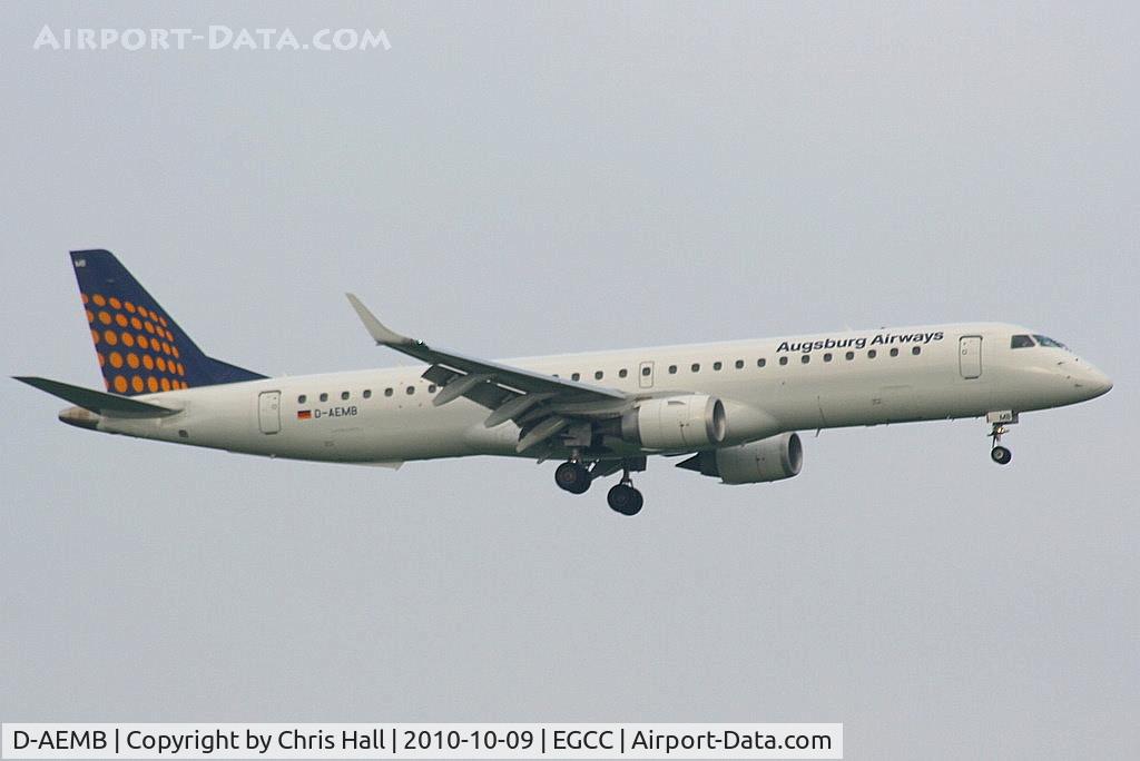 D-AEMB, 2009 Embraer 195LR (ERJ-190-200LR) C/N 19000297, Augsburg Airways operating for Lufthansa Regional