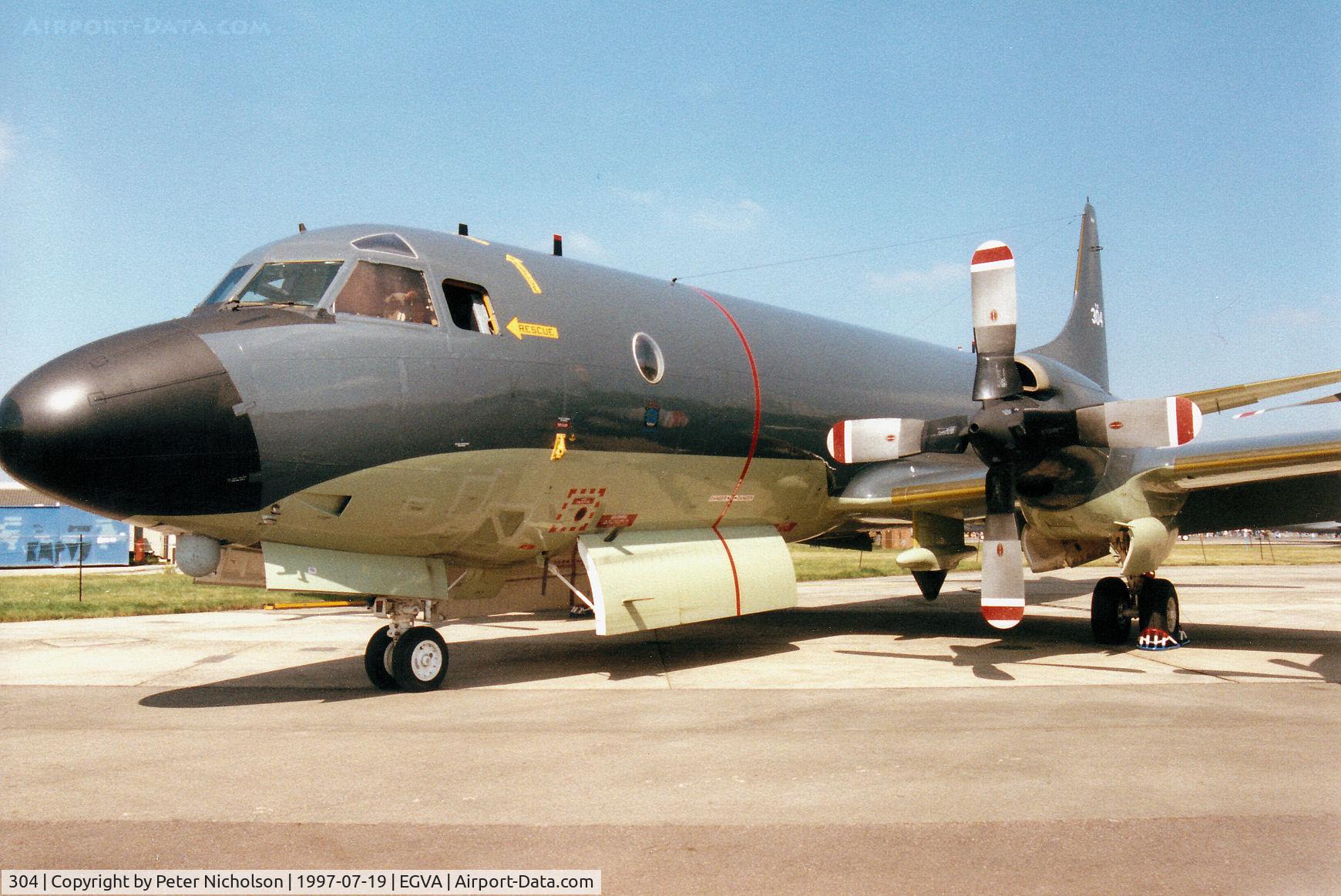 304, Lockheed P-3C Orion C/N 285E-5750, Another view of the 320 Squadron P-3C Orion of the Royal Netherlands Navy on display at the 1997 Intnl Air Tattoo at RAF Fairford.