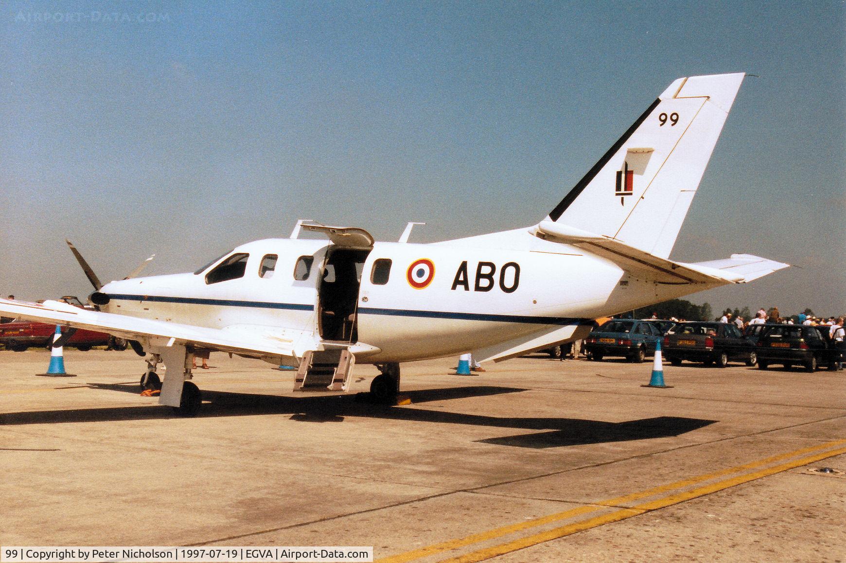 99, 1994 Socata TBM-700 C/N 99, French Army TBM-700, callsign FMY 8022, of 3 GHL on display at the 1997 Intnl Air Tattoo at RAF Fairford.
