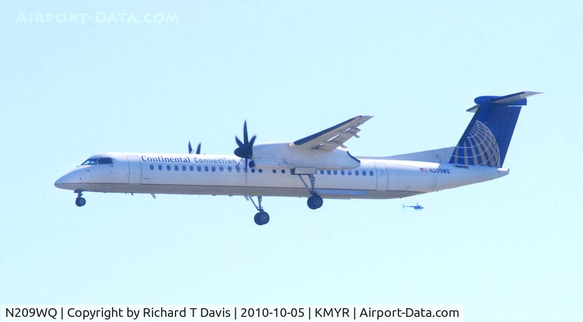 N209WQ, 2008 De Havilland Canada DHC-8-402Q Dash 8 Dash 8 C/N 4209, 2008 Bombardier DHC-8-402 about to land in Myrtle Beach SC..