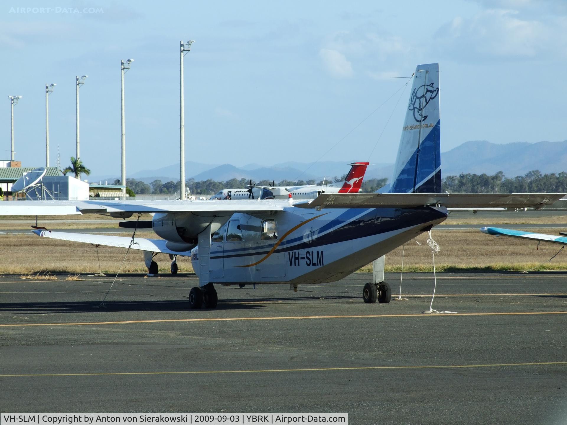 VH-SLM, 1969 Britten-Norman BN-2A-8 Islander C/N 112, VH-SLM @ YBRK BN2A-8 c/n: 112 1st reg au: 09 July 1980